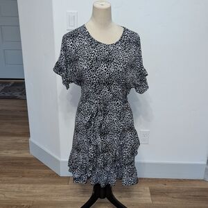 Michael Kors Black and White Midi Dress